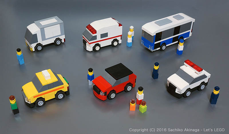 6 Vehicle Types and People lego model