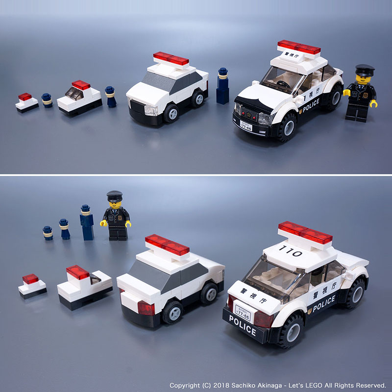 Lego model, 4 Sizes of Police Cars